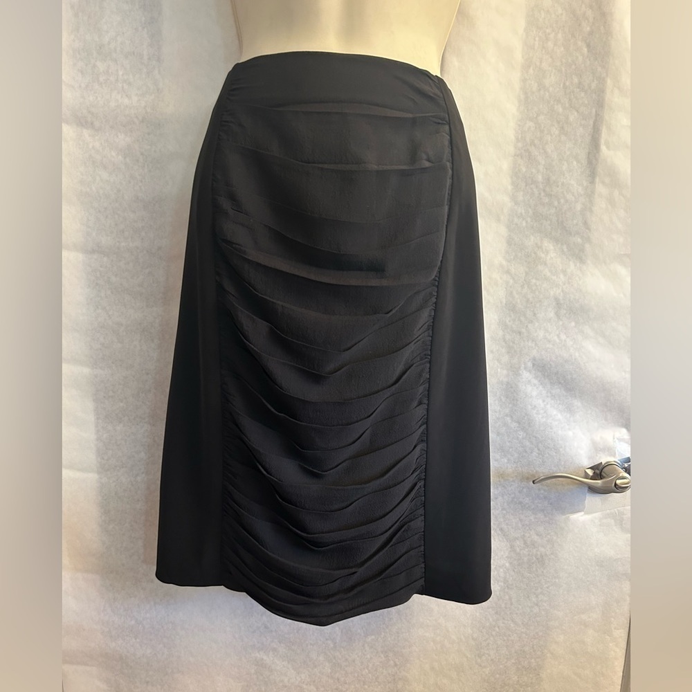 Ann Taylor black lined pencil draped below‎ the knee midi skirt NWT Sz-6P L3